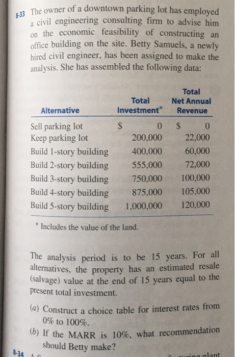 8-33b. use challenger defender method. calculate using net present worth analysis and