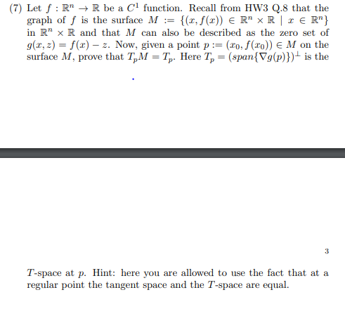  (7) Let f: R + R be a Cl function. Recall
