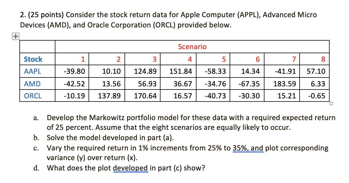  Please solve in Excel with formulas. Thank You! 2. (25 points)