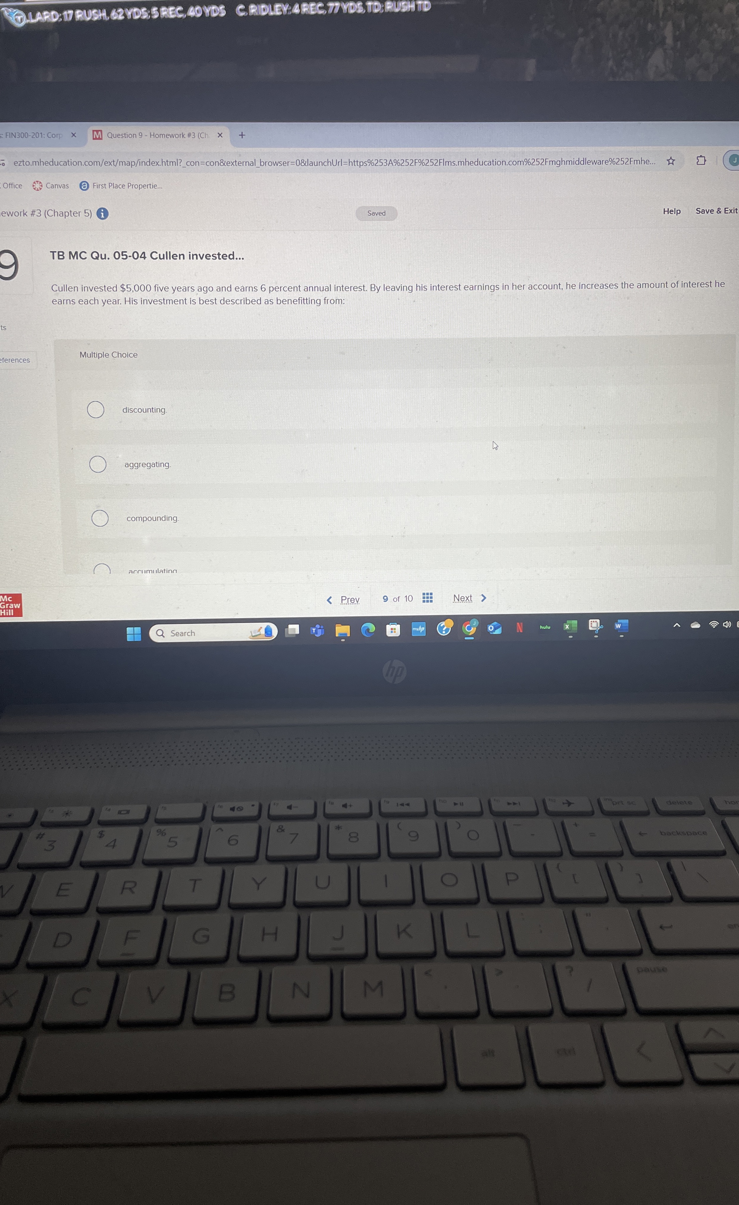  TB MC Qu.05-04 Cullen invested... Cullen invested $5,000 five years ago