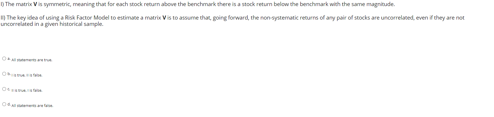 can anyone solve this ? which statement is true? I) The matrix