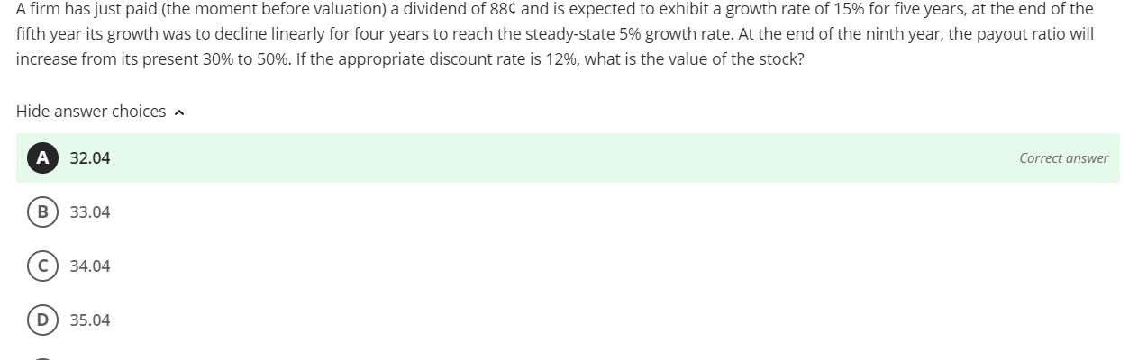 please show work for correct answer, thank you. A firm has just