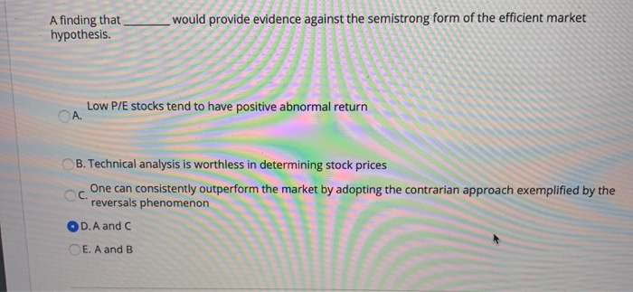  A finding that hypothesis. _ would provide evidence against the semistrong