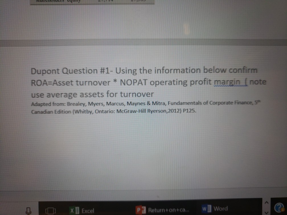 turnover* NOPAT operating profit margin (note use average asS Income Statement (millions