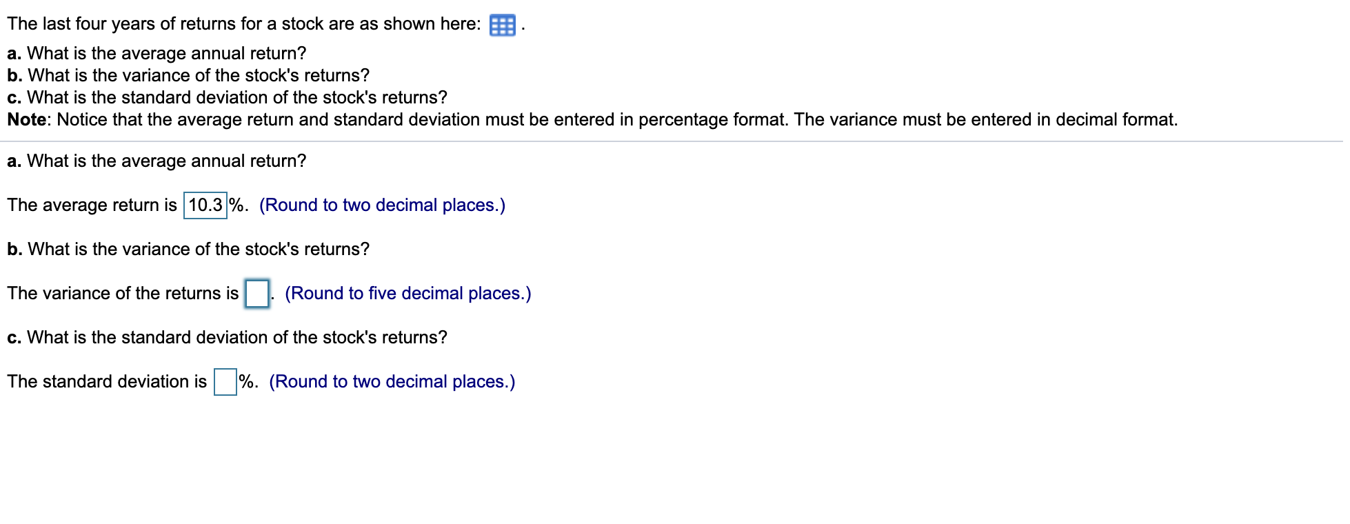 copy its contents into a spreadsheet.) 1 3 Year Return 2 +