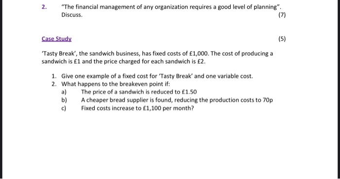 please could someone help me with these questions! 2. "The financial management