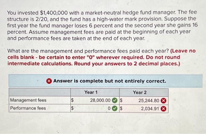 i need help with year 2 on this problem You invested $1,400,000
