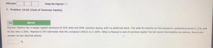  Attente Keep the Highest / 1 7. Problem 10.03 (Cost of