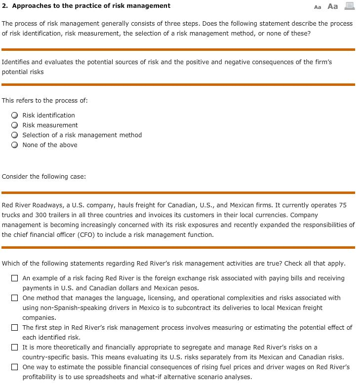  2. Approaches to the practice of risk management Aa Aa The