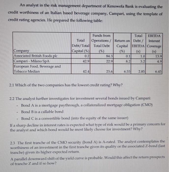  please solve 2.5 only An analyst in the risk management department