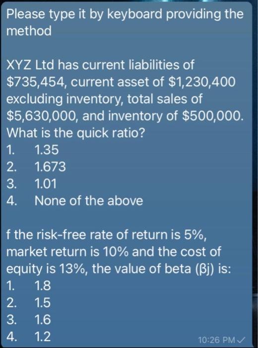  Please type it by keyboard providing the method XYZ Ltd has