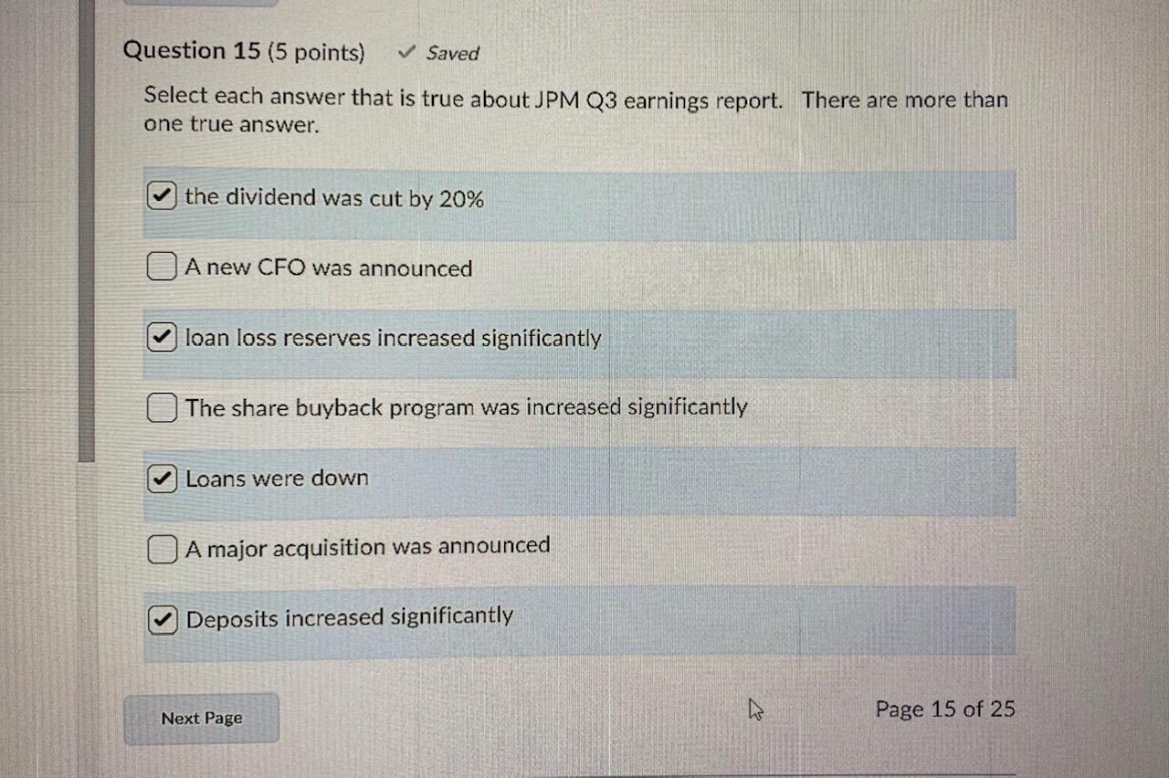 Question 15 (5 points) Saved Select each answer that is true