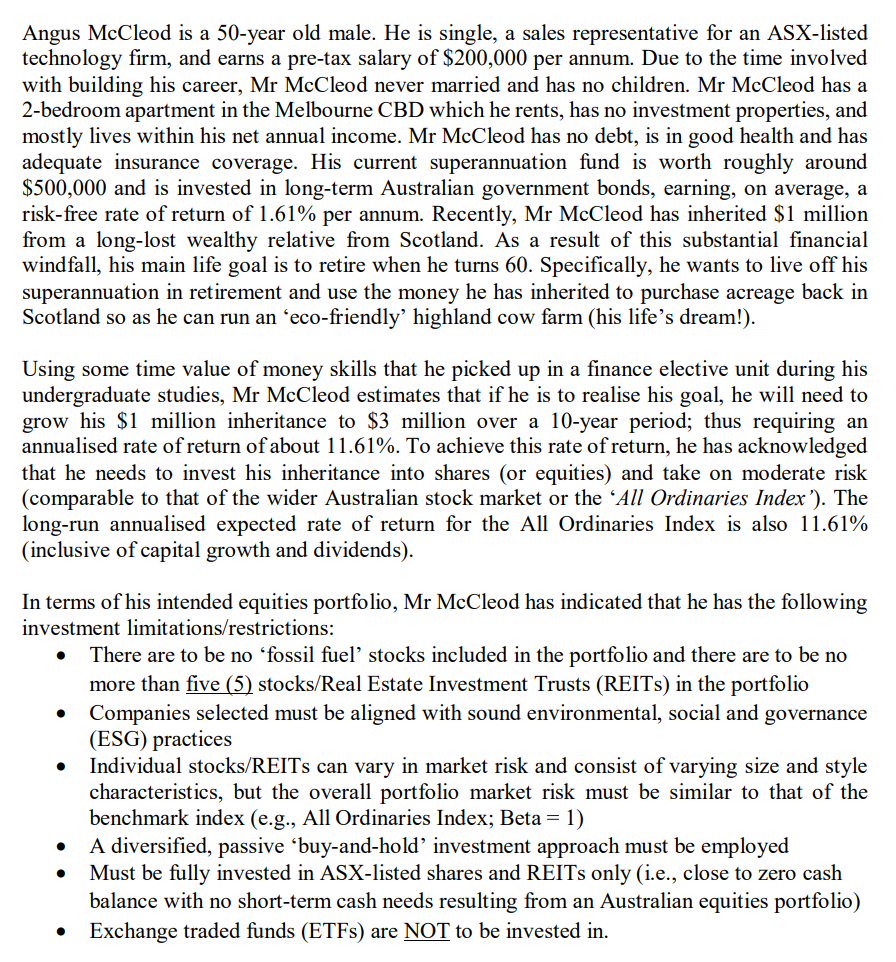 Task Based on the brief provided above, and acting in the clients