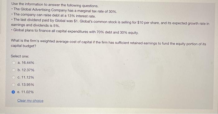 new stock issuing is 6%. What is Global's cost of common stock
