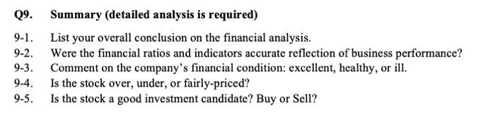  09. Summary (detailed analysis is required) 9-1. List your overall conclusion