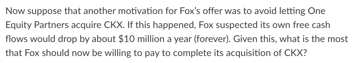 to the offer, CKX had 30 million shares outstanding that traded at