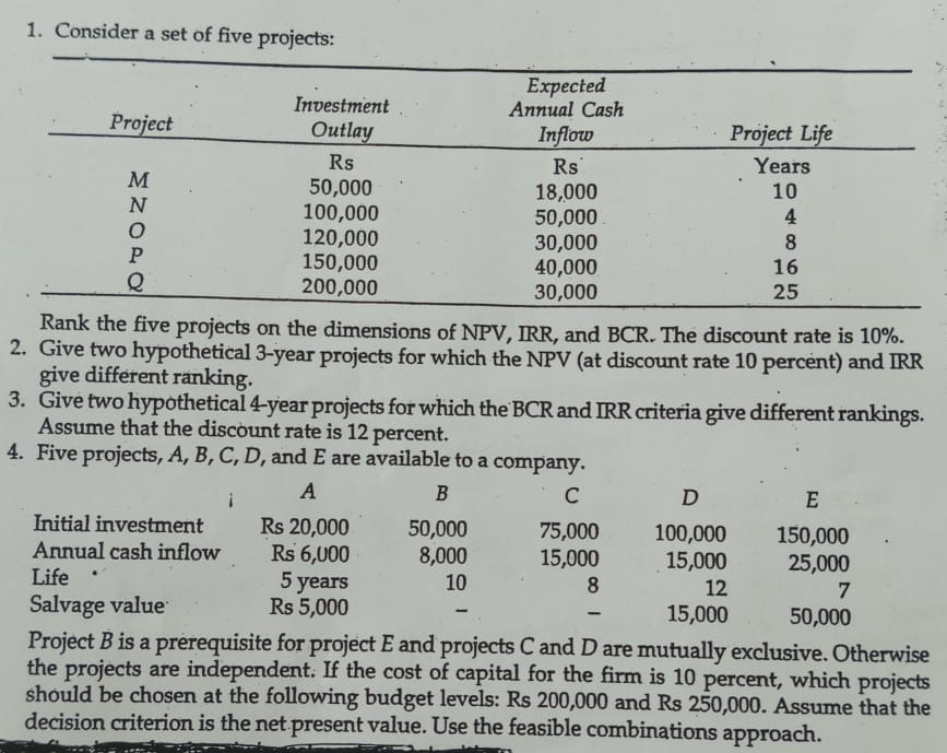 GIVE ALL SOLUTION WITH ALL CALCULATIONS 1. Consider a set of five