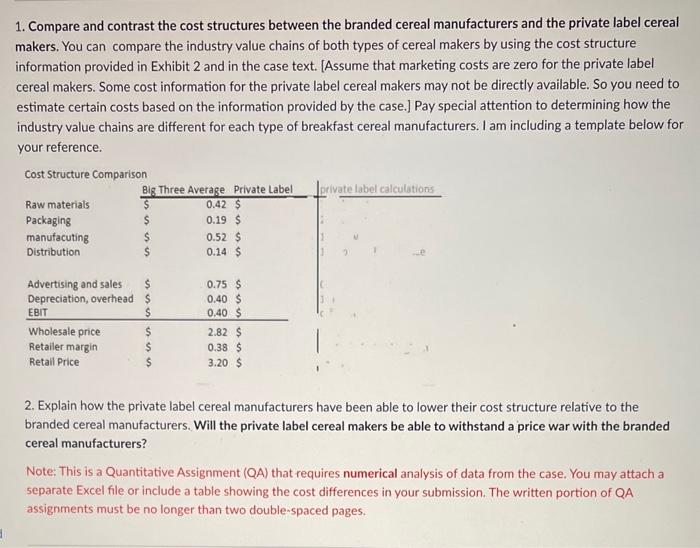 Please help with filling in the table section for private label seen