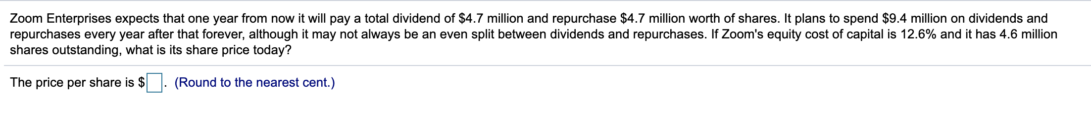 Zoom Enterprises expects that one year from now it will pay