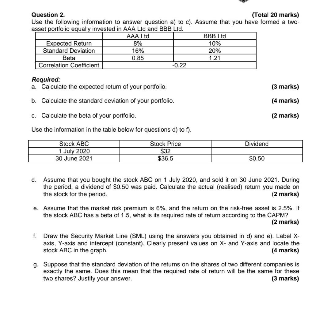  please do it correctly will upvote Question 2. (Total 20 marks)