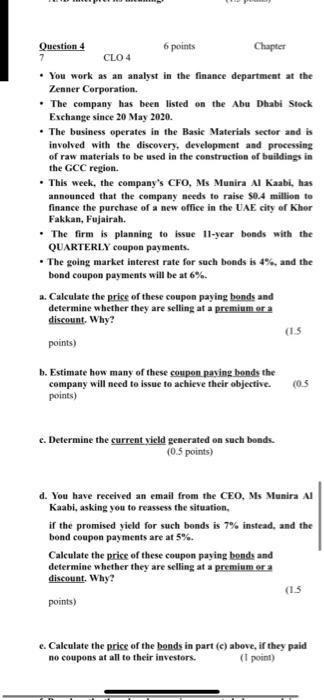  Question 4 6 points Chapter CL04 . You work as an