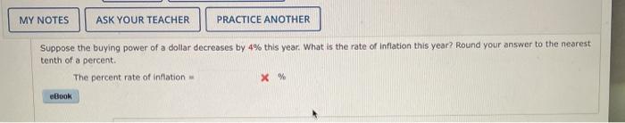  MY NOTES ASK YOUR TEACHER PRACTICE ANOTHER Suppose the buying power