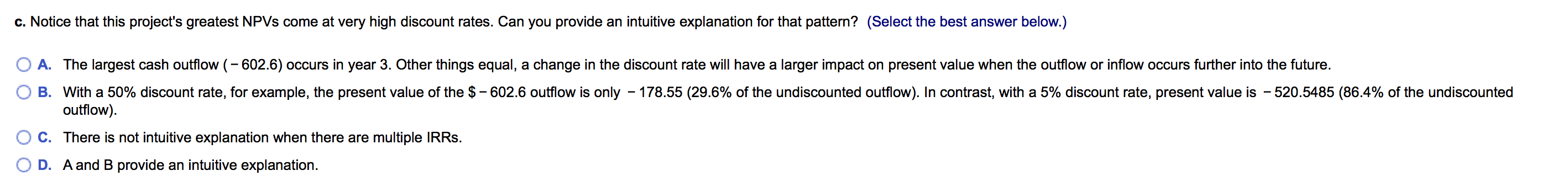 a. Calculate the project's NPV at each of the following discount rates: