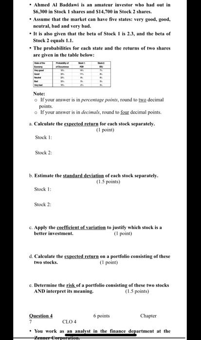 in Stock 1 shares and $14,700 in Stock 2 shan Assume that