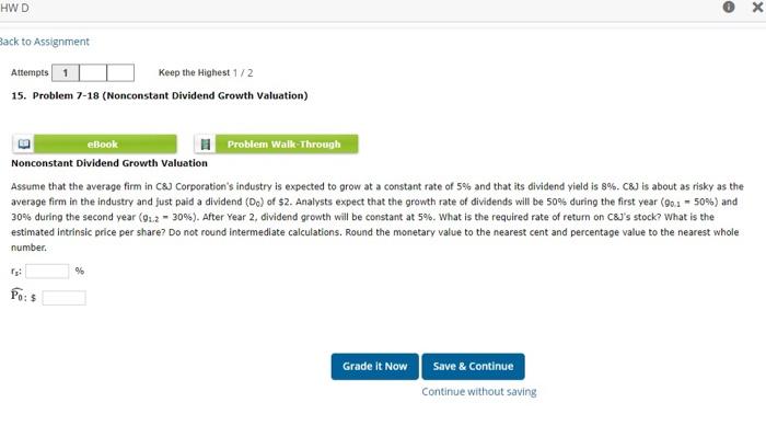  HWD X Back to Assignment Attempts 1 Keep the Highest 1/2