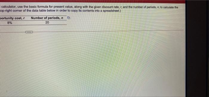 financial calculator, use the basic formula for present value, a present value