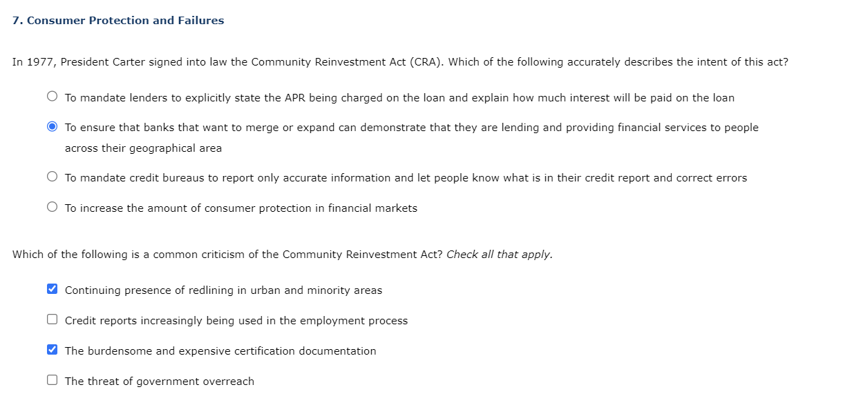 I have completed a question on consumer protection failures. Am I correct?