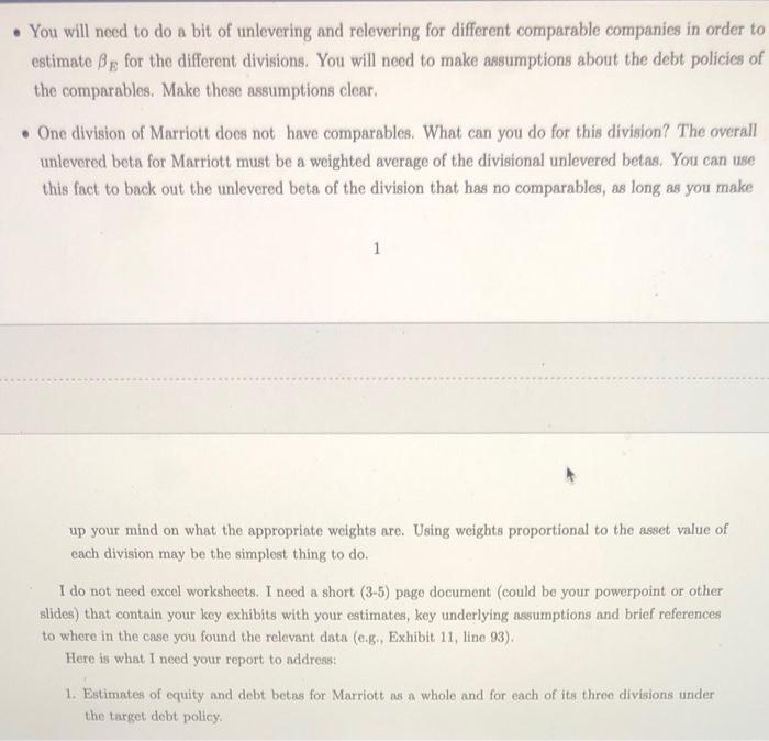 cost of capital for a whole company and for each of its