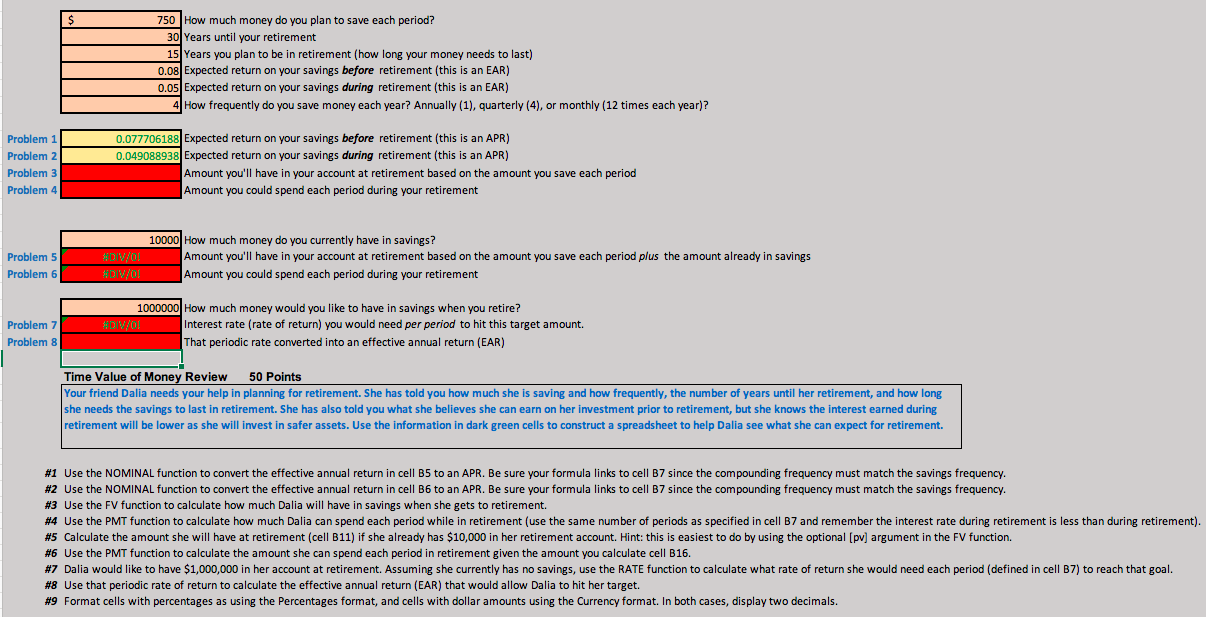 Please show formulas. What is in red is wrong. Thank you! $