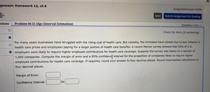  gnment: Homework 12, h 6 Assignment Score: 0.00% Save Submit Assignment