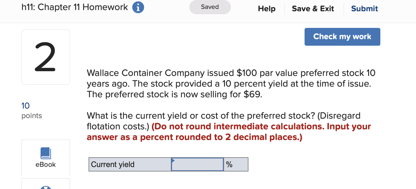  h11: Chapter 11 Homework i Saved Help Save & Exit Submit