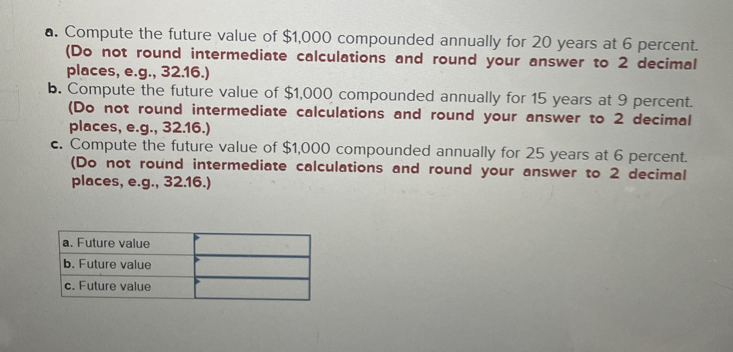  a. Compute the future value of $1,000 compounded annually for 20