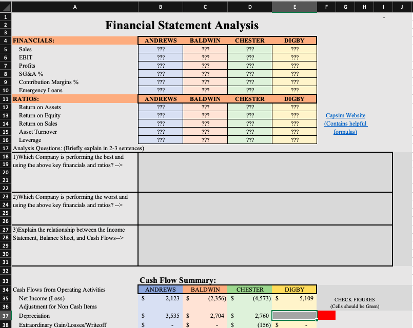 Please help fill in empty boxes. No HARDCODING is allowed. Formulas only.