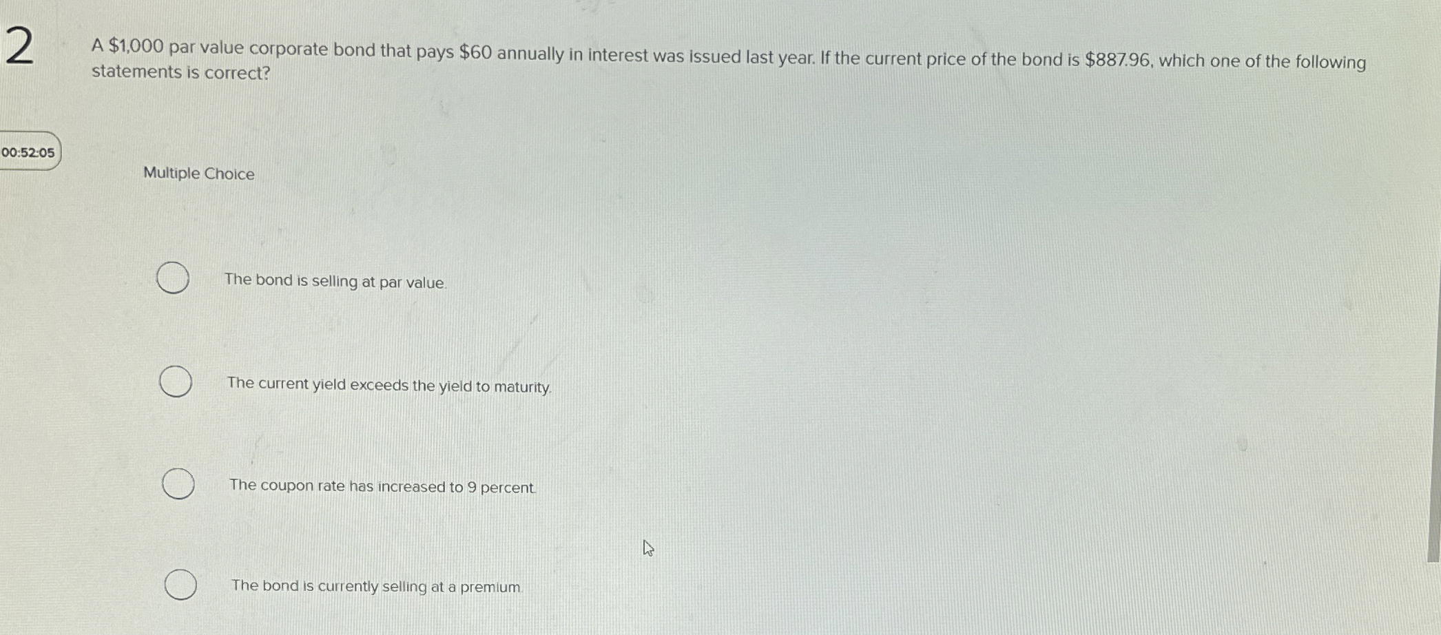  A $1,000 par value corporate bond that pays $60 annually in