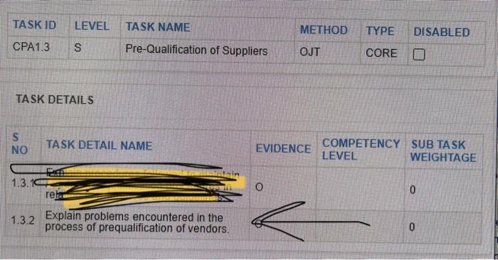  TASK ID LEVEL TASK NAME METHOD TYPE DISABLED CPA1.3 S Pre-Qualification