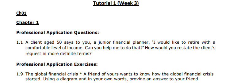  Tutorial 1 (Week 3) Cho1 Chapter 1 Professional Application Questions: 1.1