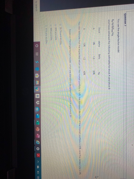  Question 7 You use the single-factor model Rico,+BRmtec and have obtained