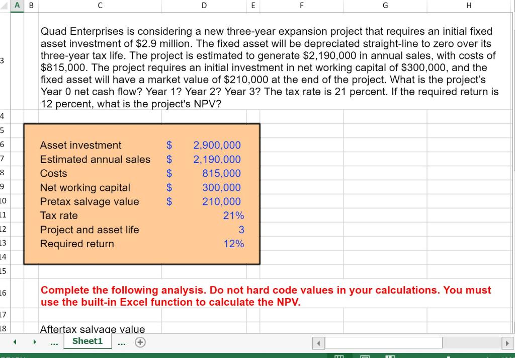 SHOW ALL FORMULAS FOR CALCULATING ANSWERS B D E F G