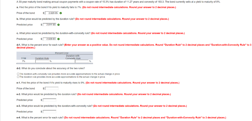 e-4 Percent Error YTM Duration Rule Duration-with- Convexity Rule 9% %