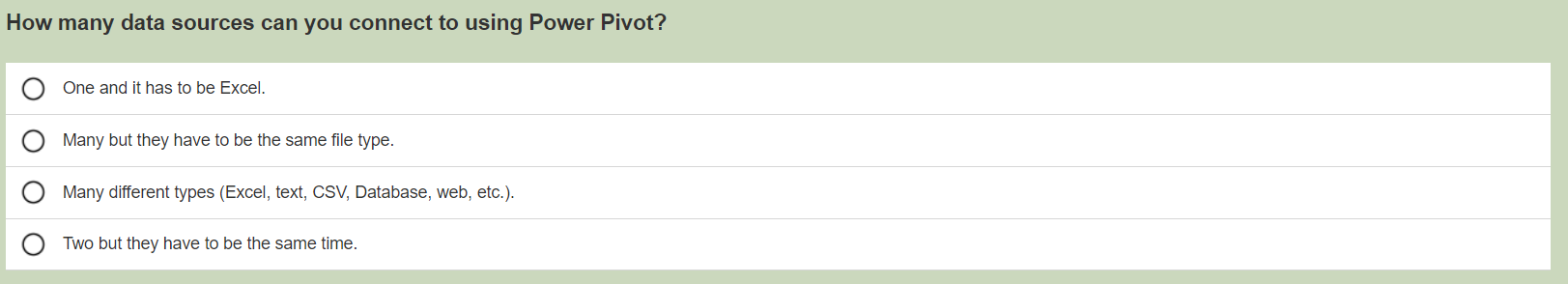 How many data sources can you connect to using Power Pivot?