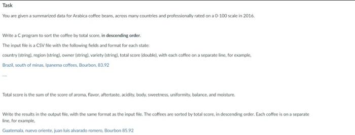  ***write in C follow requirements** You are given a summarized data