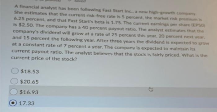 I need help with this question in 10 min please A financial