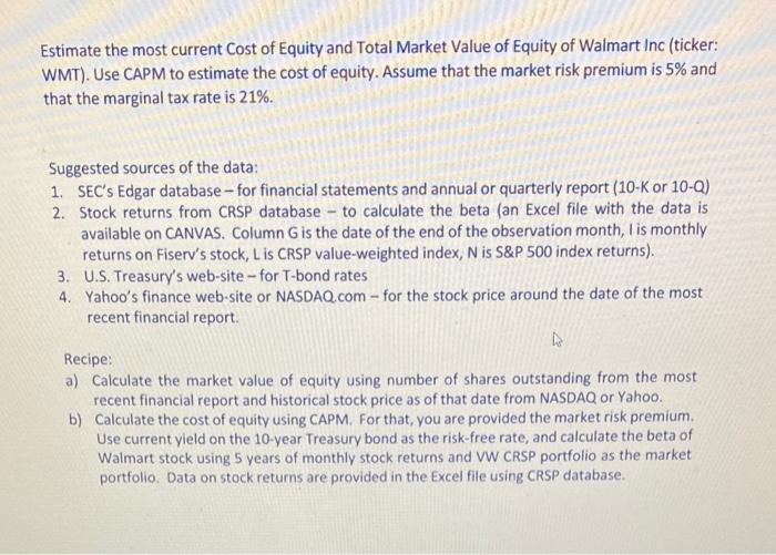 excel sheet to show work is needed Estimate the most current Cost
