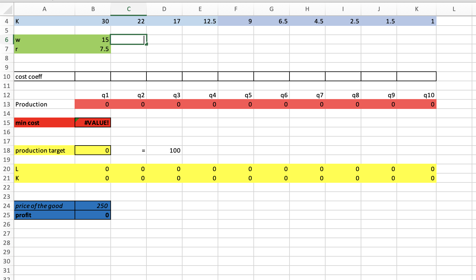 LP Production Cost.xlsx as posted on Canvas to answer this question. You