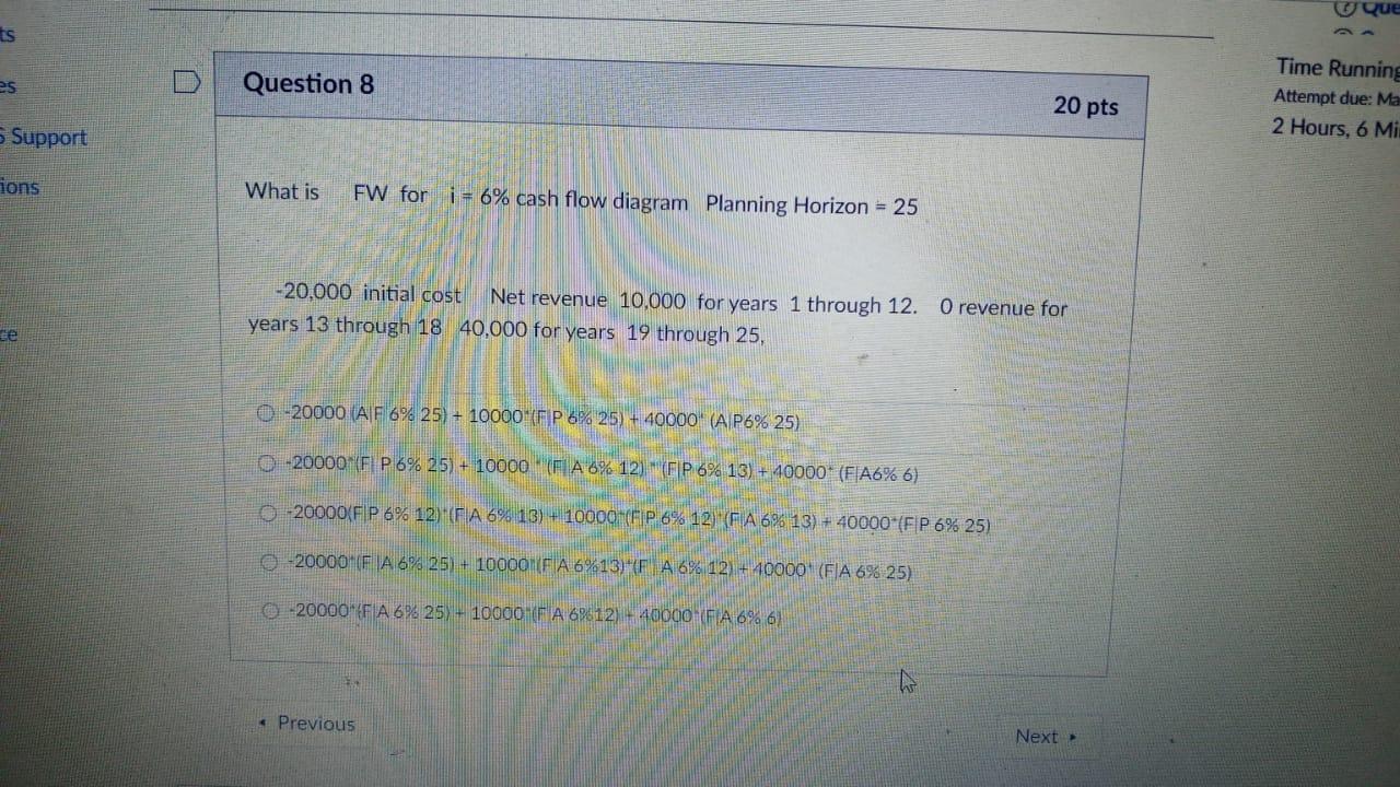 answer me fast please Que ts 25 Question 8 20 pts Time