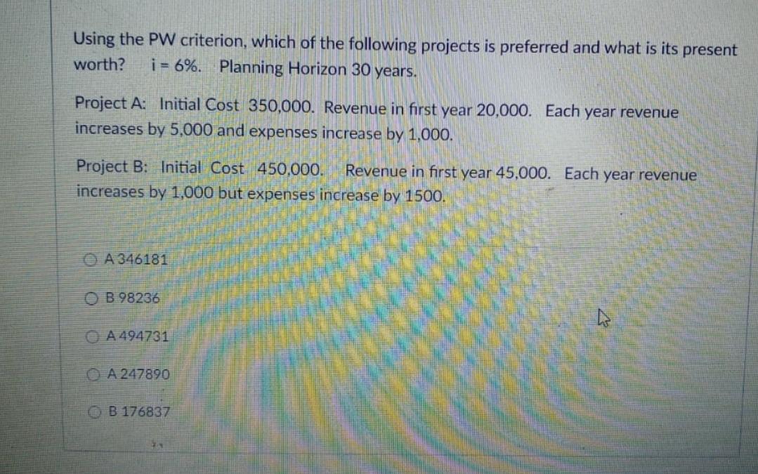 answer me fast please Using the PW criterion, which of the following